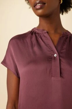 Renata Eco Textured Viscose Blouse - Plum -AGOLDE Shop 10021 Renata Seersucker Plum 4