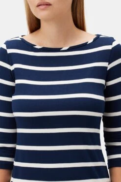 Francoise 3/4 Sleeve Dream Knit Tee - Ivory Navy Rugby Stripe -AGOLDE Shop 1005R1 34 Francoise IvoryNavy Rugby Stripe 4