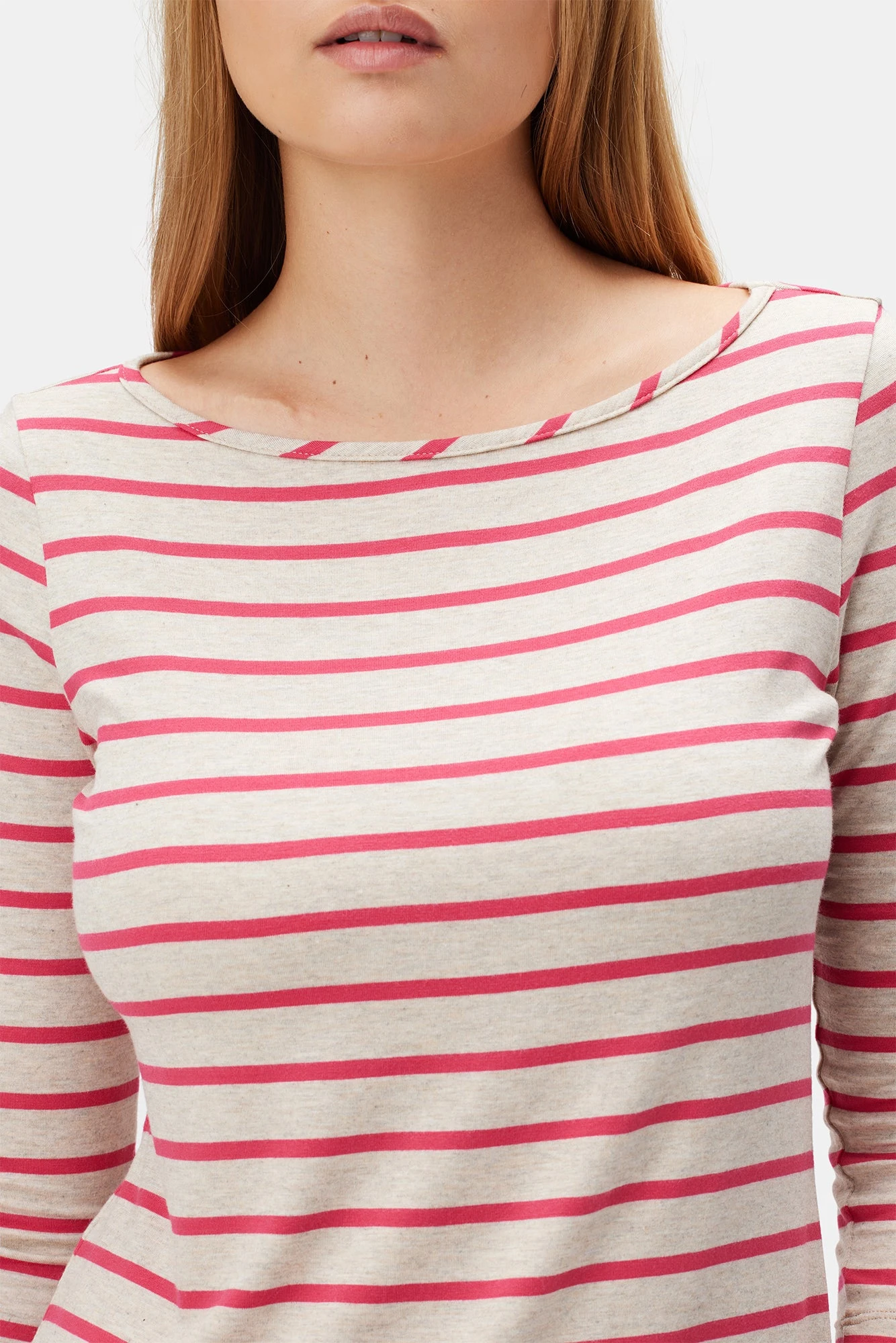 Francoise 3/4 Sleeve Dream Knit Tee - Raspberry Stripe 4 Francoise 3/4 Sleeve Dream Knit Tee - Raspberry Stripe - Image 4