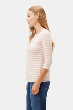 Francoise 3/4 Sleeve Dream Knit Tee - Rose And Ivory -AGOLDE Shop 1005R1 34 Francoise Rose and Ivory 2