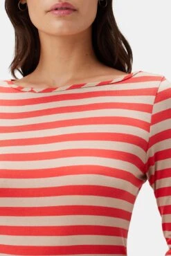 Francoise 3/4 Sleeve Dream Knit Tee - Tangerine Stripe -AGOLDE Shop 1005R1 34 Francoise Tangerine Stripe 4
