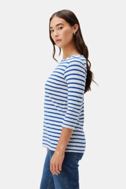 Francoise 3/4 Sleeve Dream Knit Tee - True Blue Stripe 6 Francoise 3/4 Sleeve Dream Knit Tee - True Blue Stripe -AGOLDE Shop 1005R1 34 Francoise True Blue Stripe 2