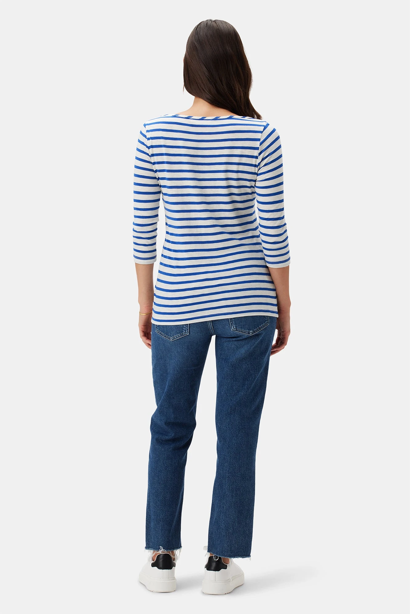 Francoise 3/4 Sleeve Dream Knit Tee - True Blue Stripe 4 Francoise 3/4 Sleeve Dream Knit Tee - True Blue Stripe - Image 4