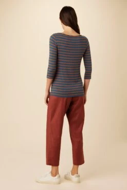 Francoise 3/4 Sleeve Dream Knit Tee - Azure Umber Stripe 6 Francoise 3/4 Sleeve Dream Knit Tee - Azure Umber Stripe -AGOLDE Shop 1005 3 4 Slv Francoise Harbor Stripe Azure Umber 3