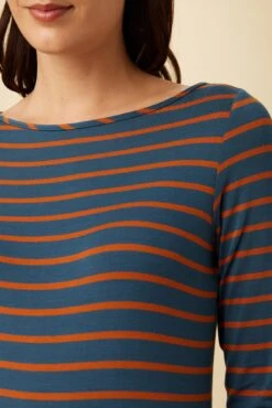 Francoise 3/4 Sleeve Dream Knit Tee - Azure Umber Stripe 7 Francoise 3/4 Sleeve Dream Knit Tee - Azure Umber Stripe -AGOLDE Shop 1005 3 4 Slv Francoise Harbor Stripe Azure Umber 4