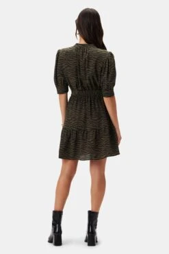 Malta Washable Silk Dress - Zebra Green Black -AGOLDE Shop 10072 Malta Silk Zebra Green Black 3