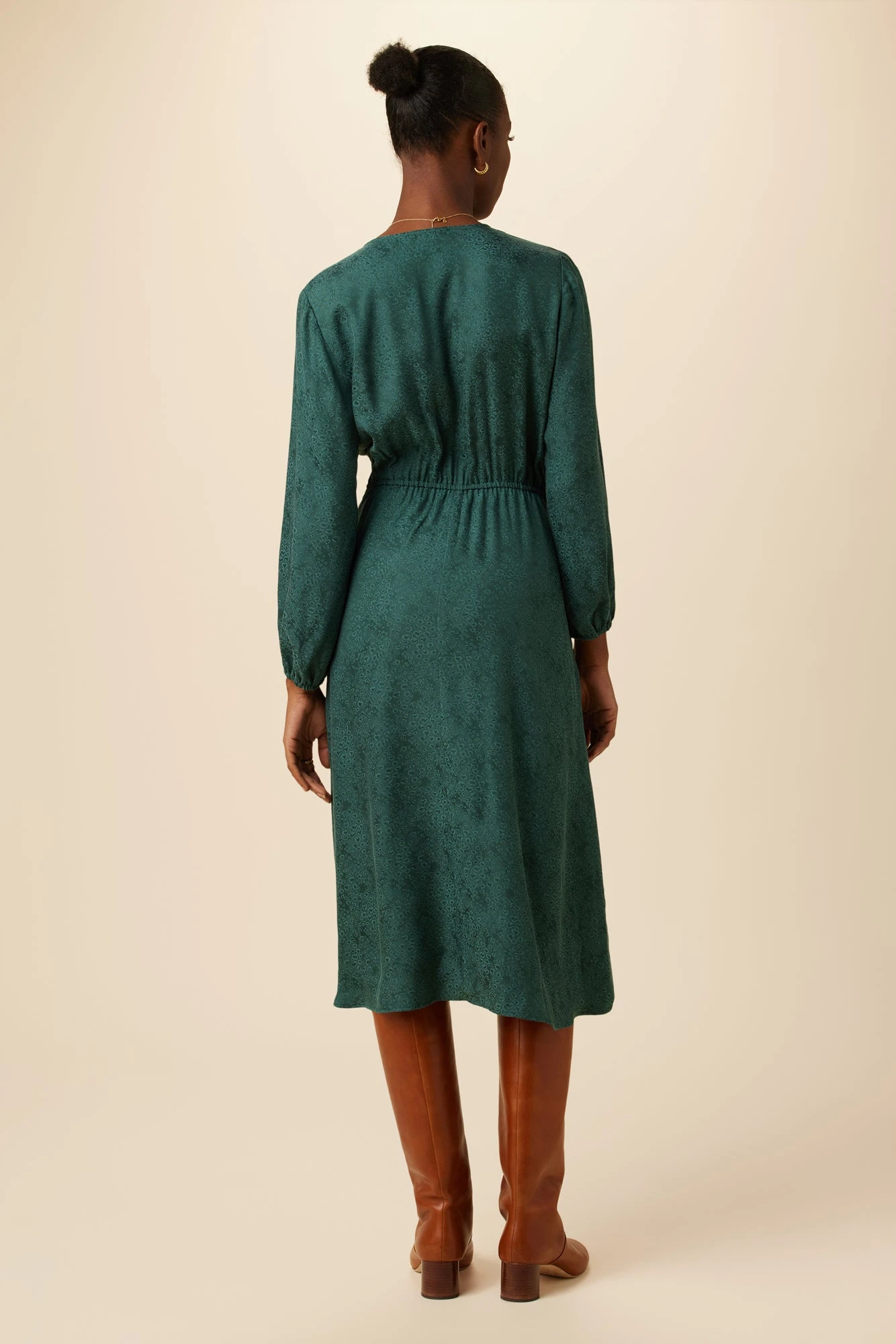 Etta Cupro Viscose Jacquard Dress - Darkest Spruce 3 Etta Cupro Viscose Jacquard Dress - Darkest Spruce - Image 3