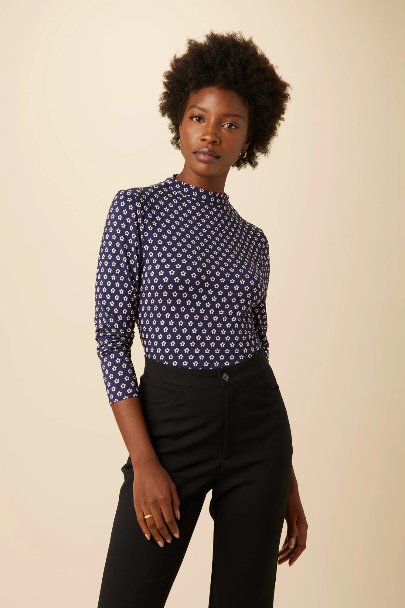 Lux Viscose Knit Turtleneck - Mia Dot 1 Lux Viscose Knit Turtleneck - Mia Dot