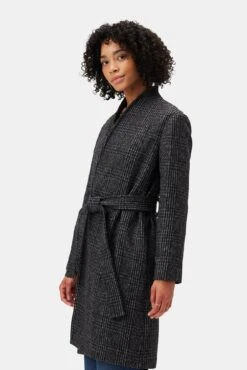 Zuly Wool Twill Coat - Black Grey Plaid 8 Zuly Wool Twill Coat - Black Grey Plaid -AGOLDE Shop 10090R1 Zuly Black Grey Plaid 2