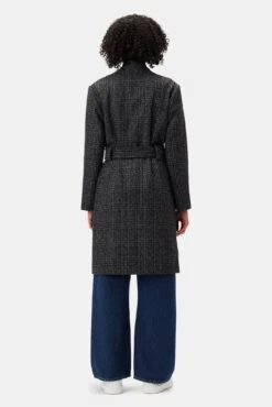 Zuly Wool Twill Coat - Black Grey Plaid 9 Zuly Wool Twill Coat - Black Grey Plaid -AGOLDE Shop 10090R1 Zuly Black Grey Plaid 3