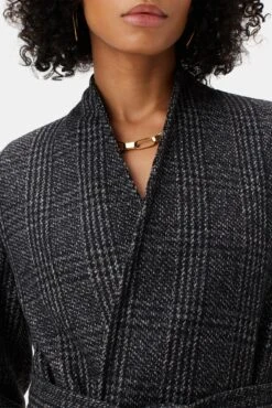 Zuly Wool Twill Coat - Black Grey Plaid 10 Zuly Wool Twill Coat - Black Grey Plaid -AGOLDE Shop 10090R1 Zuly Black Grey Plaid 4