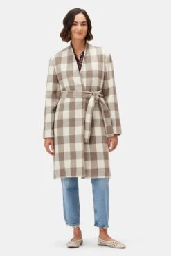 Zuly Wool Twill Coat - Natural Buffalo Check -AGOLDE Shop 10090R1 Zuly Natural Buffalo Check 4