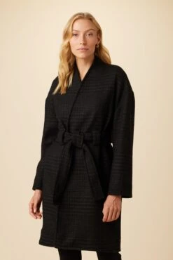 Zuly Upcycled Wool Blend Jacket - Black Check