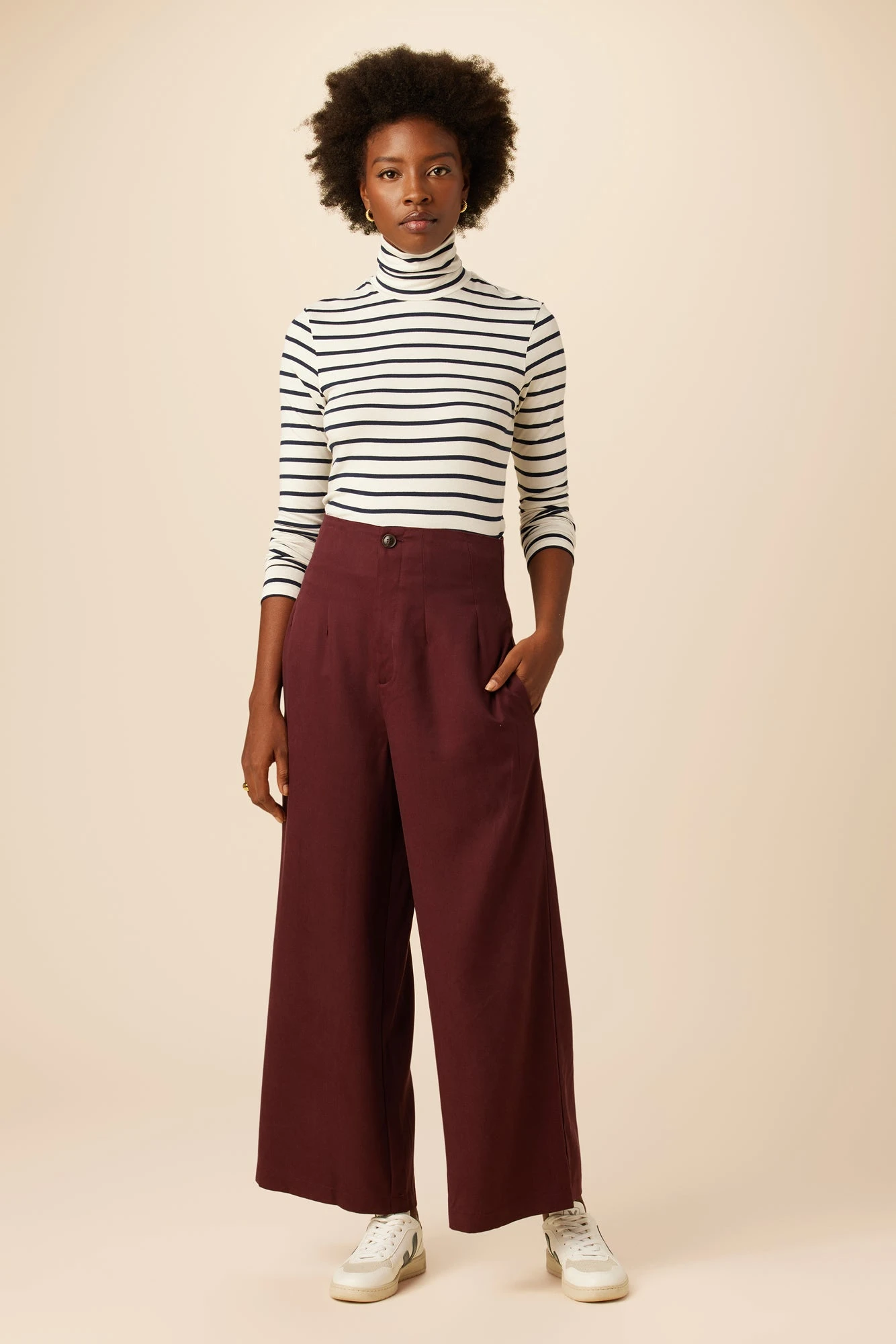 Theo Tencel Twill Pant - Wine 2 Theo Tencel Twill Pant - Wine - Image 2