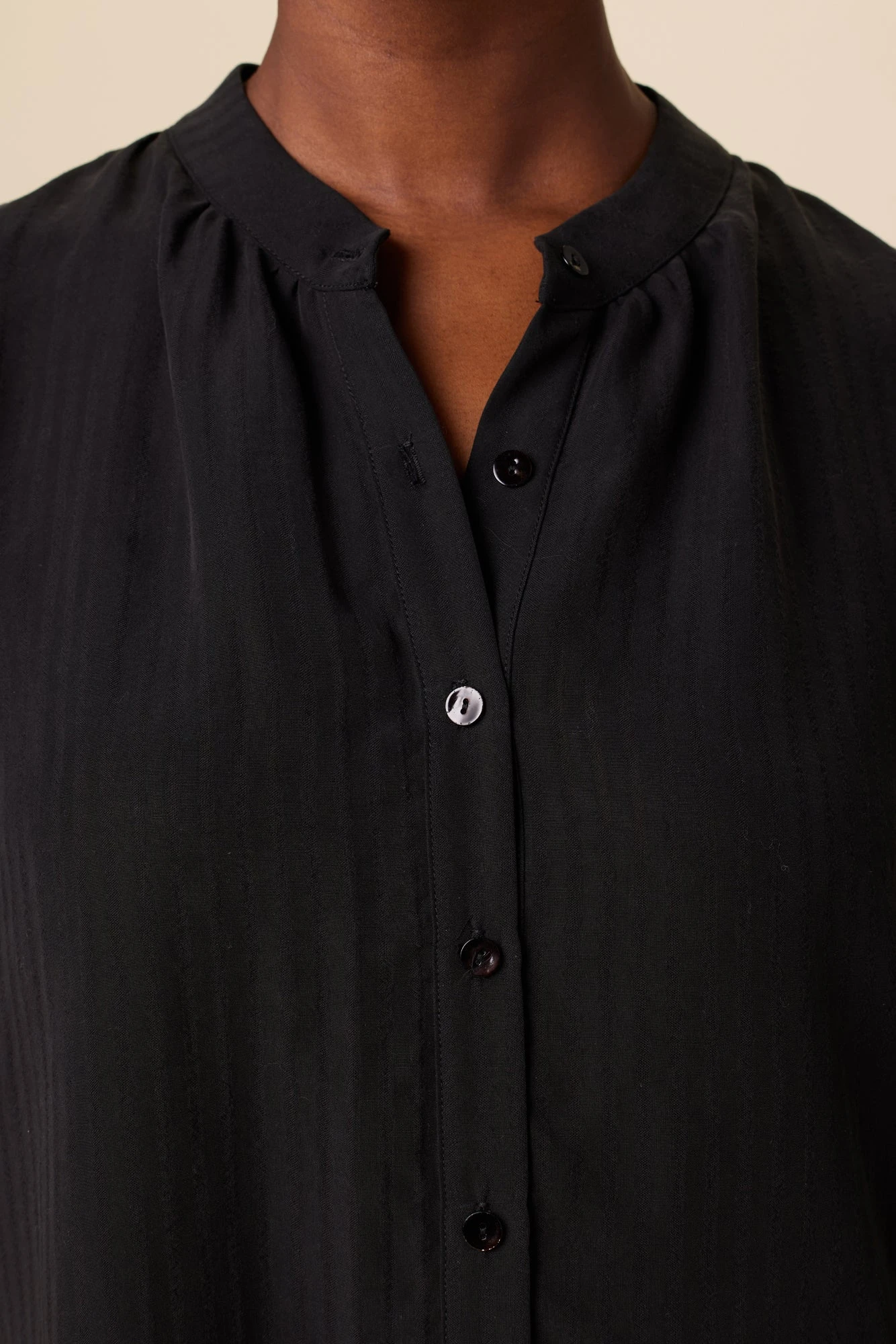 Charlotte 3/4 Sleeve Tencel Blouse - Black 4 Charlotte 3/4 Sleeve Tencel Blouse - Black - Image 4