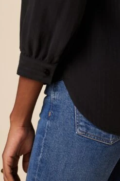 Charlotte 3/4 Sleeve Tencel Blouse - Black 9 Charlotte 3/4 Sleeve Tencel Blouse - Black -AGOLDE Shop 10141 Charlotte Tencel Black 5