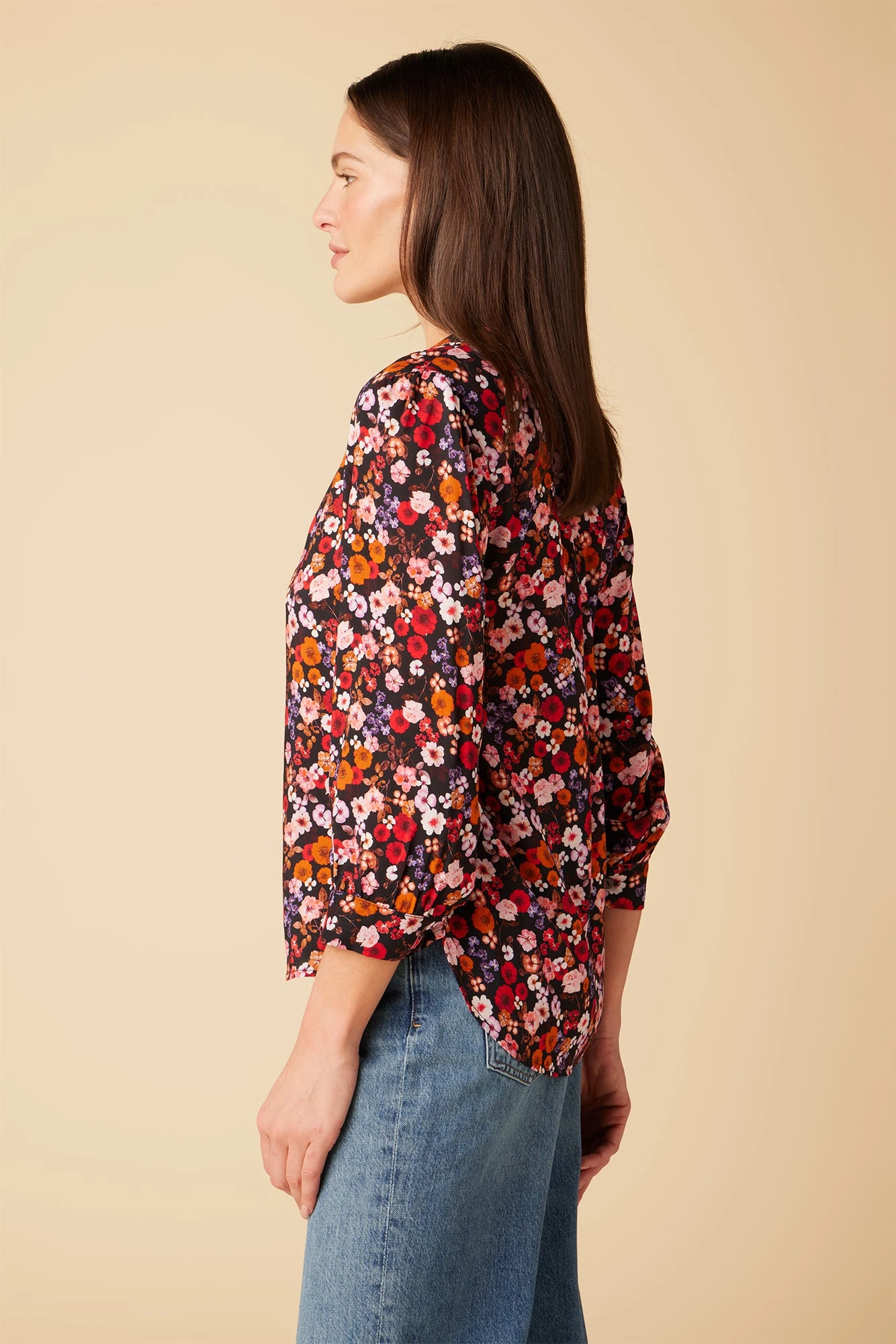 Charlotte 3/4 Sleeve Ecovero Blouse - Villa Floral 2 Charlotte 3/4 Sleeve Ecovero Blouse - Villa Floral - Image 2