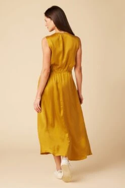 Olive Cupro Midi Dress - Gold -AGOLDE Shop 10151 Olive Cupro Gold 3