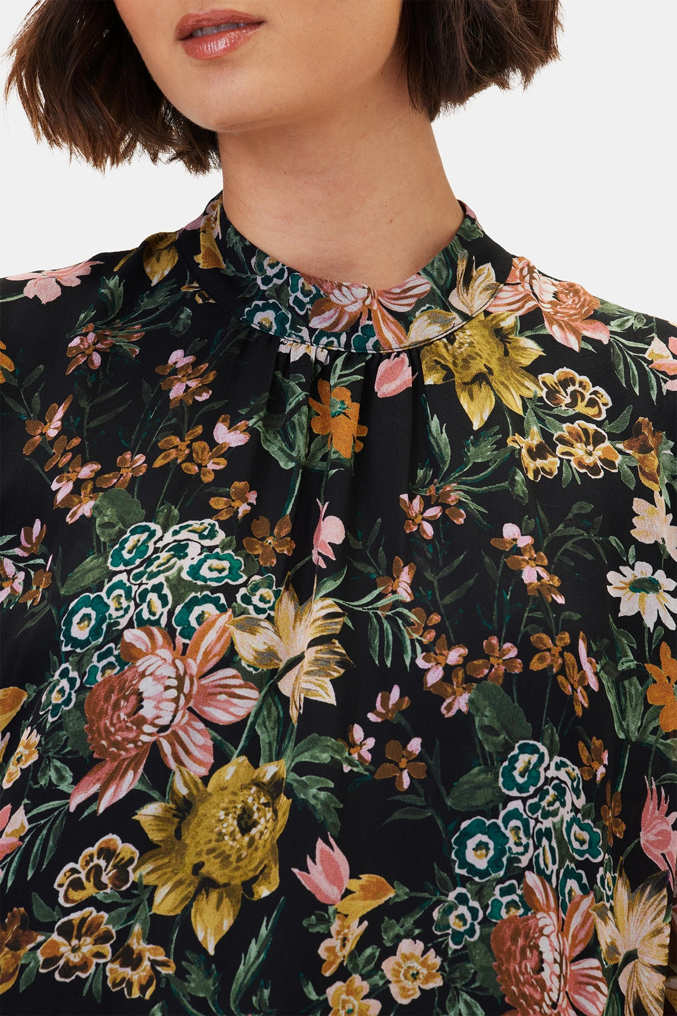 Jeanne Chiffon Blouse - Rosalind Floral Black 4 Jeanne Chiffon Blouse - Rosalind Floral Black - Image 4