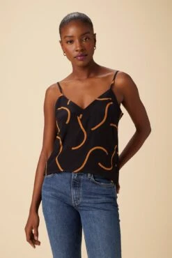 Barlow Washable Silk Cami - Waves Caramel
