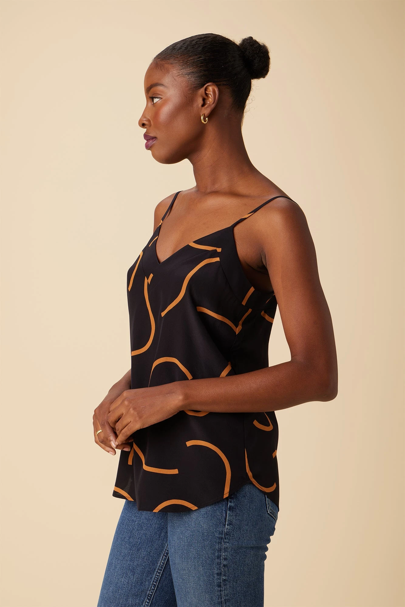 Barlow Washable Silk Cami - Waves Caramel 2 Barlow Washable Silk Cami - Waves Caramel - Image 2