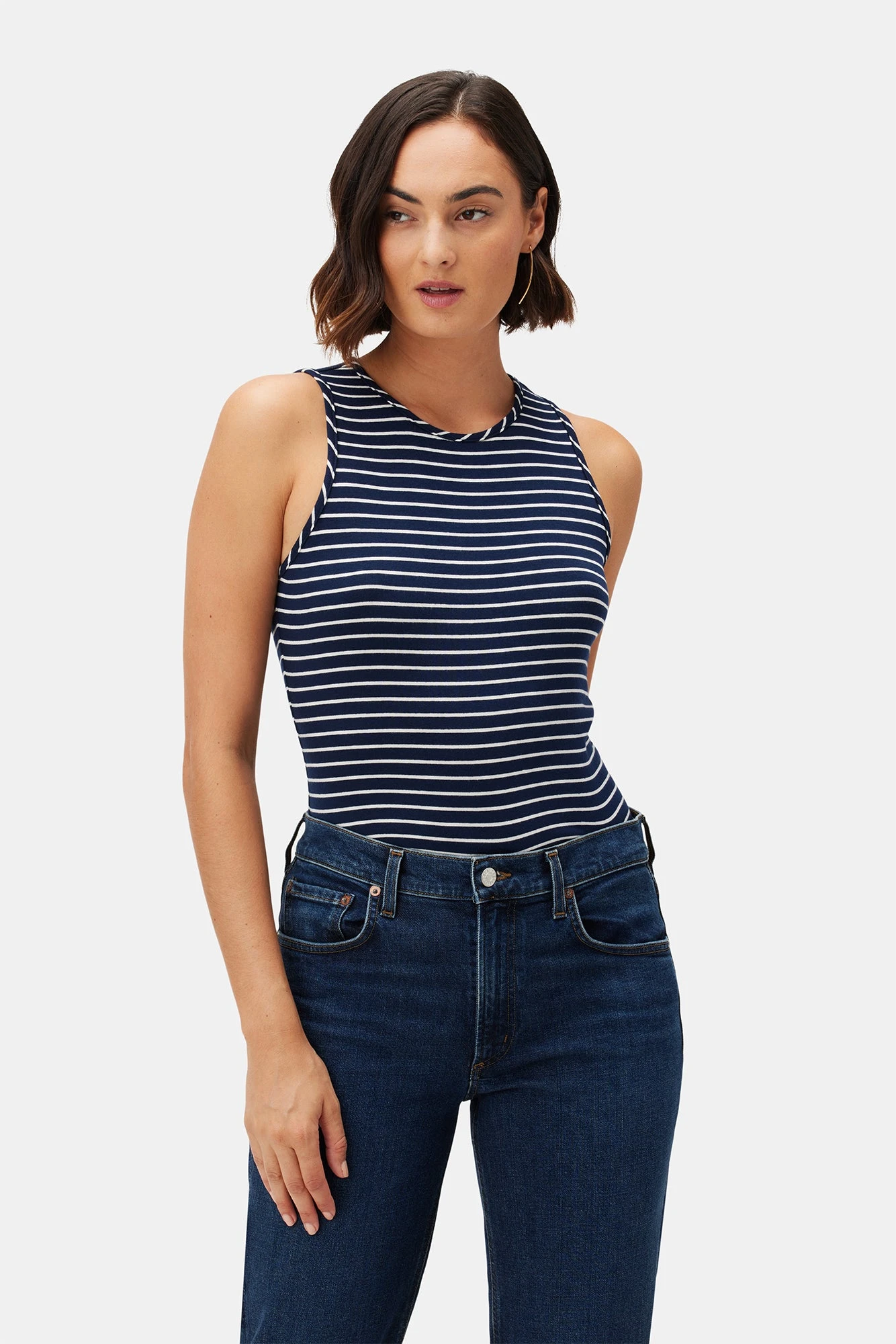 Jillian Dream Knit Tank - Navy Natural Stripe 1 Jillian Dream Knit Tank - Navy Natural Stripe