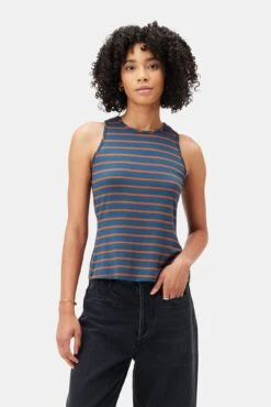 Jillian Dream Knit Tank - Azure Umber Stripe -AGOLDE Shop 10177 Jillian Stripe Harbor Stripe Azure Umber 1