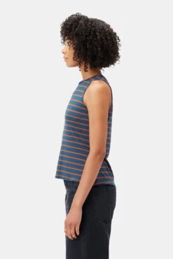 Jillian Dream Knit Tank - Azure Umber Stripe -AGOLDE Shop 10177 Jillian Stripe Harbor Stripe Azure Umber 2