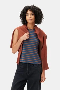 Jillian Dream Knit Tank - Azure Umber Stripe