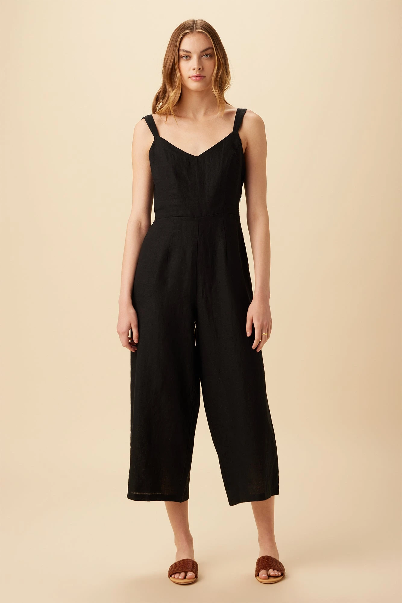 Taya Linen Jumpsuit - Black 1 Taya Linen Jumpsuit - Black