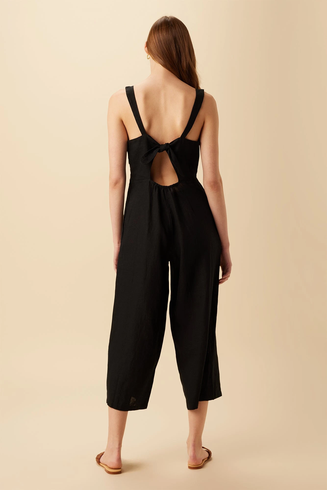 Taya Linen Jumpsuit - Black 3 Taya Linen Jumpsuit - Black - Image 3