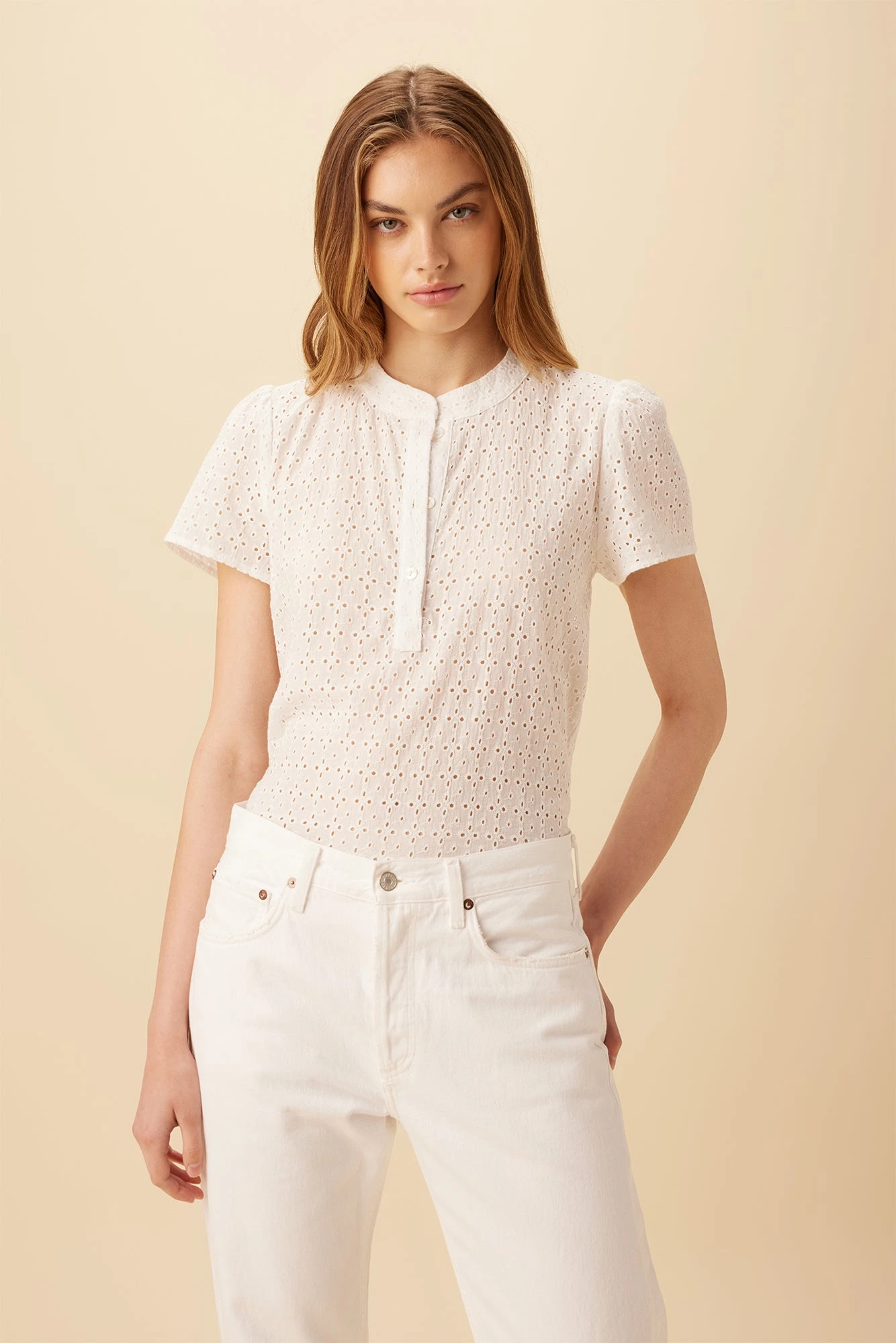 Kole Ecovero Eyelet Blouse - White 1 Kole Ecovero Eyelet Blouse - White