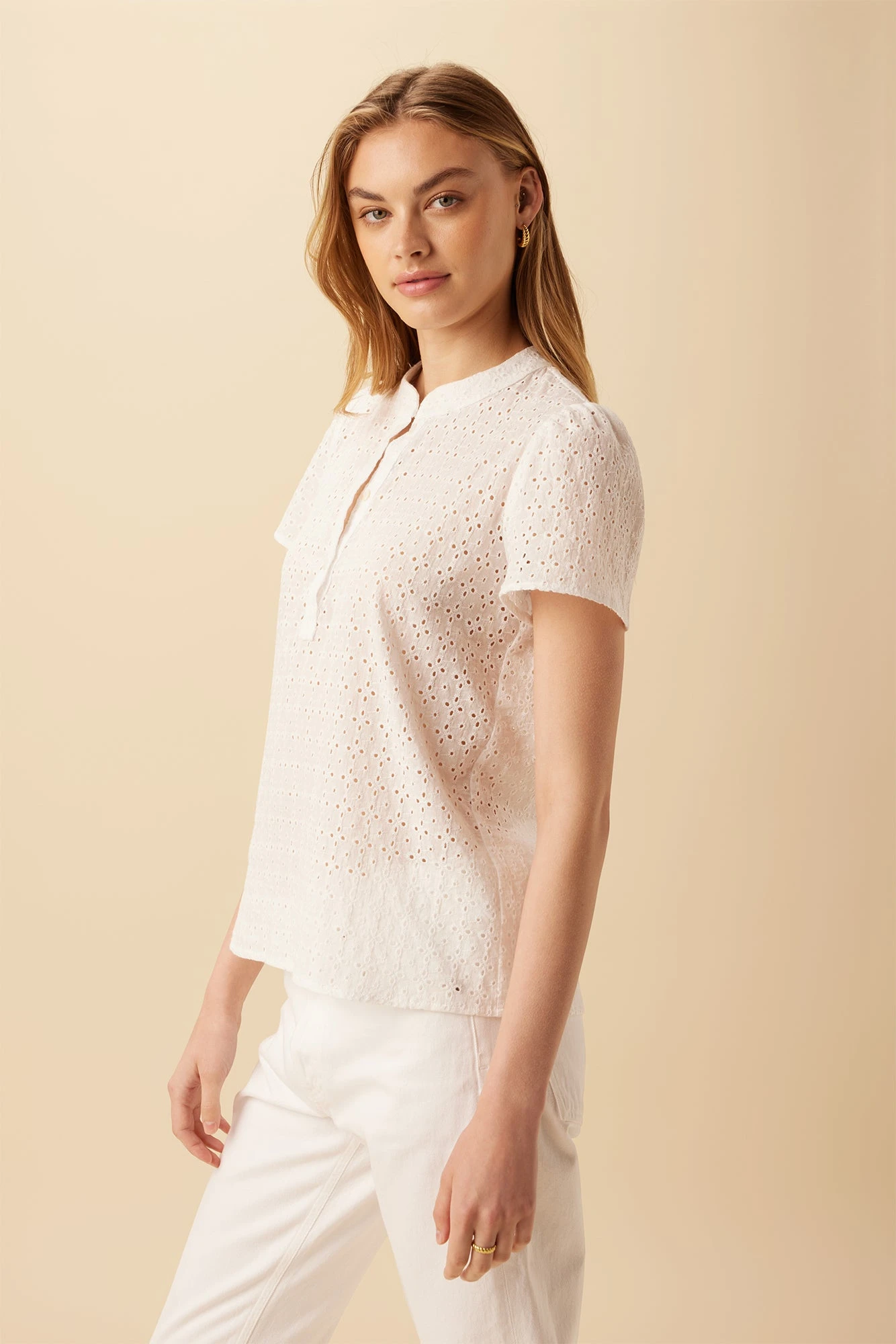Kole Ecovero Eyelet Blouse - White 2 Kole Ecovero Eyelet Blouse - White - Image 2