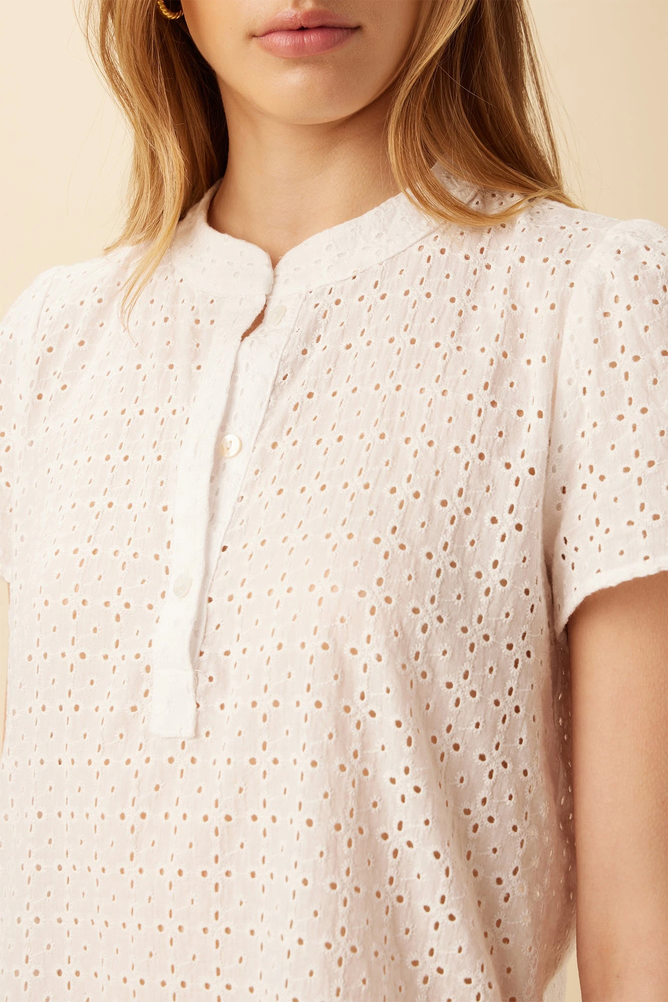 Kole Ecovero Eyelet Blouse - White 4 Kole Ecovero Eyelet Blouse - White - Image 4