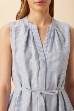 Kylen Linen Midi Dress - Blue Natural Stripe -AGOLDE Shop 10192 Kylen Blue Natural Stripe 5
