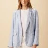 Tobie Linen Blazer - Blue Natural Stripe