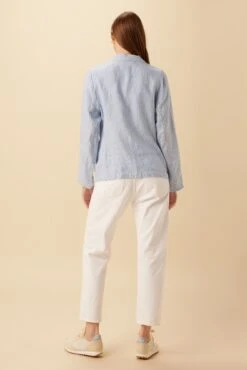 Tobie Linen Blazer - Blue Natural Stripe -AGOLDE Shop 10204 Tobie Linen Blue Natural Stripe 3