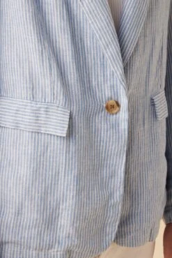 Tobie Linen Blazer - Blue Natural Stripe -AGOLDE Shop 10204 Tobie Linen Blue Natural Stripe 5