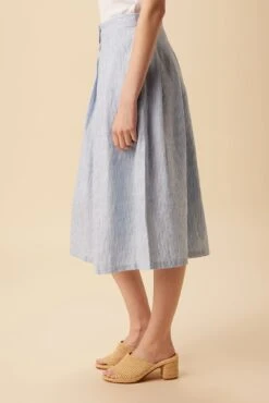 Mariah Linen Skirt - Blue Natural Stripe -AGOLDE Shop 10205 Mariah Linen Blue Natural Stripe 2