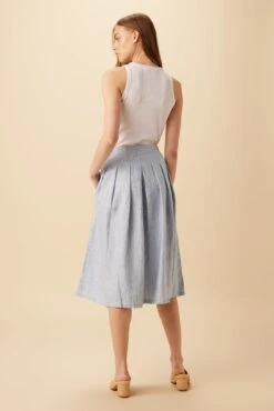 Mariah Linen Skirt - Blue Natural Stripe -AGOLDE Shop 10205 Mariah Linen Blue Natural Stripe 3