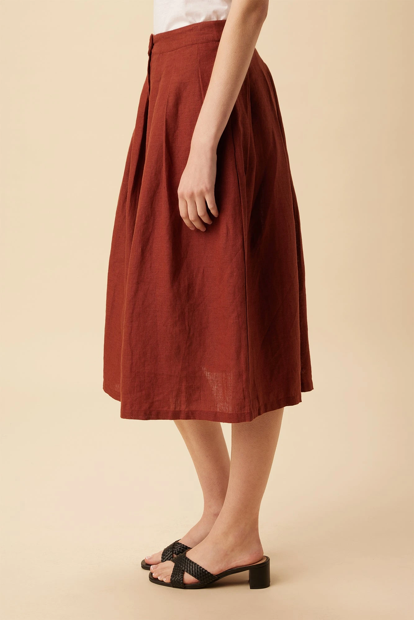 Mariah Linen Skirt - Rust 3 Mariah Linen Skirt - Rust - Image 3