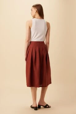 Mariah Linen Skirt - Rust 8 Mariah Linen Skirt - Rust -AGOLDE Shop 10205 Mariah Linen Rust 3