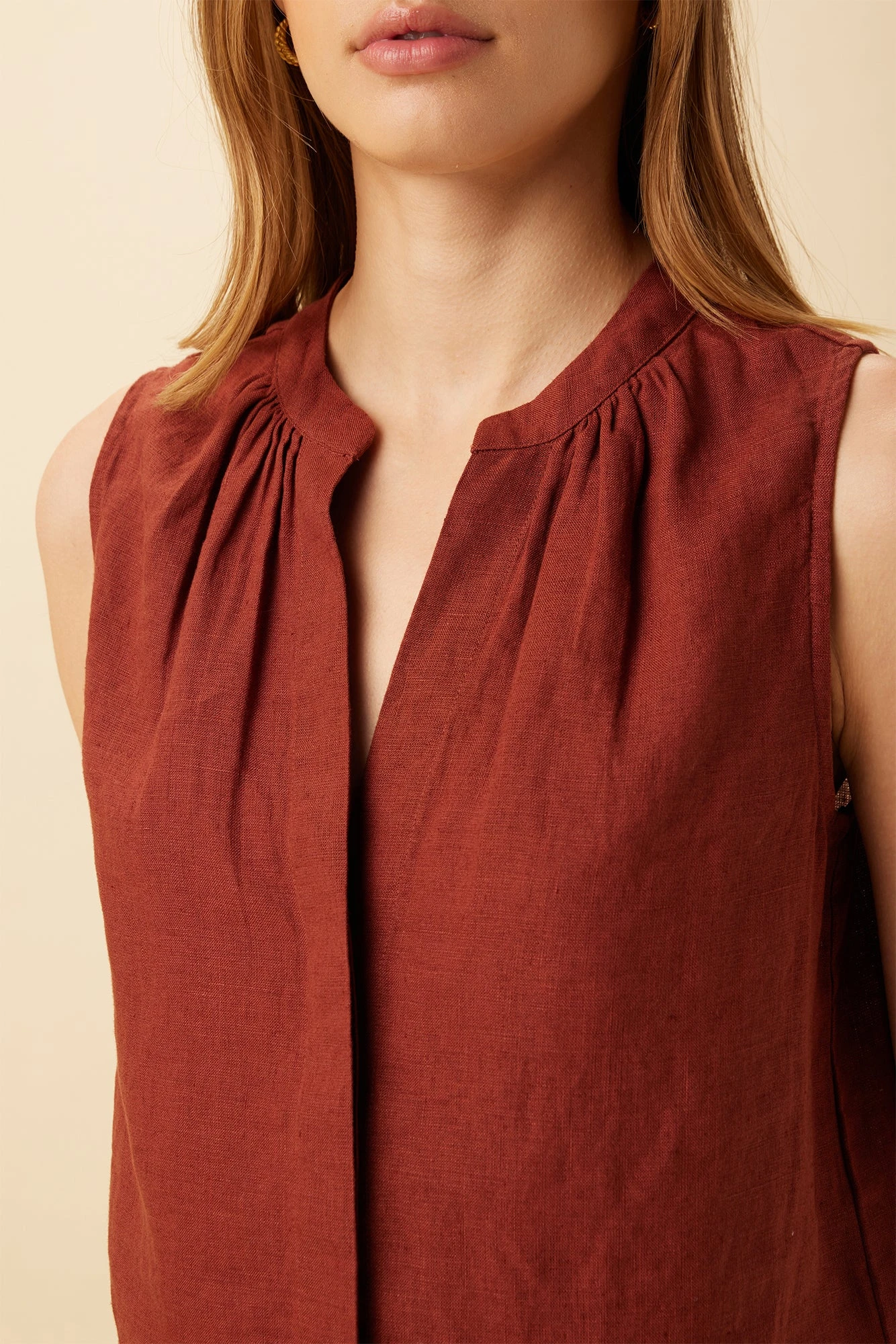 Dawn Linen Blouse - Rust 4 Dawn Linen Blouse - Rust - Image 4