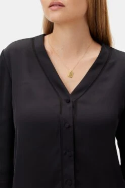 Kaya Blouse - Black -AGOLDE Shop 10242 Kaya Mixed Media Black 6