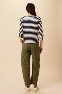 Issa Reverie Knit Tee - Navy Natural Stripe -AGOLDE Shop 10263 Issa Stripe Paris Stripe Ivory Navy 3
