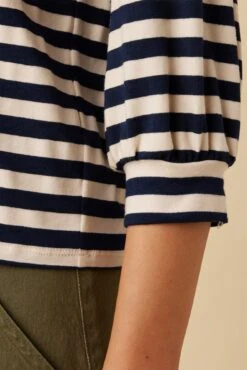 Issa Reverie Knit Tee - Navy Natural Stripe -AGOLDE Shop 10263 Issa Stripe Paris Stripe Ivory Navy 4