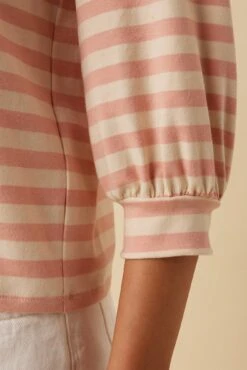 Issa Reverie Knit Tee - Rose Natural Stripe -AGOLDE Shop 10263 Issa Stripe Rose and Ivory 4