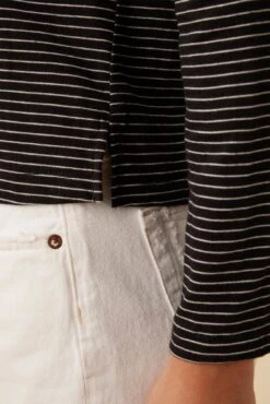 Cecelia Long Sleeve Reverie Slub Tee - Gigi Black Stripe 7 Cecelia Long Sleeve Reverie Slub Tee - Gigi Black Stripe -AGOLDE Shop 10271 LS Cecelia Gigi Black Stripe 4