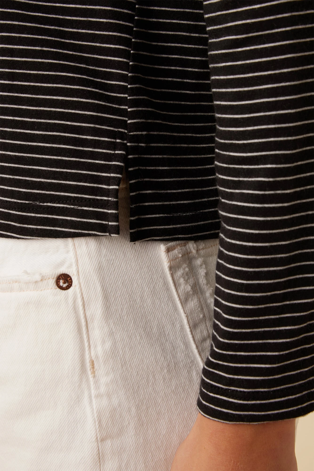 Cecelia Long Sleeve Reverie Slub Tee - Gigi Black Stripe 4 Cecelia Long Sleeve Reverie Slub Tee - Gigi Black Stripe - Image 4