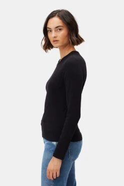 Eleanor Long Sleeve Baby Rib Tee - Black 7 Eleanor Long Sleeve Baby Rib Tee - Black -AGOLDE Shop 10277 Eleanor LS Black 2